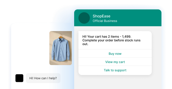 Broadcast message with clickable buy now button