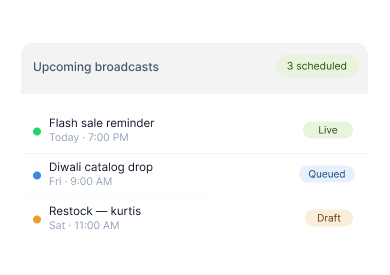 Scheduled broadcast message dashboard