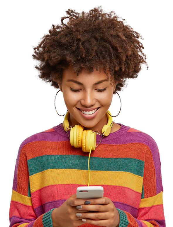 Woman using Wydely platform on a device